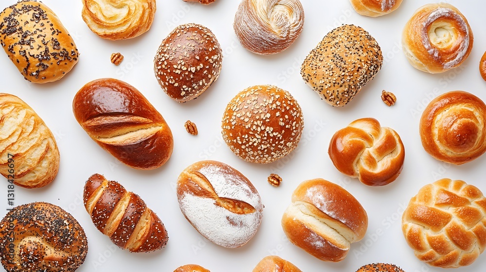 Bread which is delicious, Bread pattern on a white background Bread which is delicious, Bread pattern on a white background
