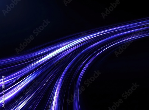 Luxurious indigo streaks flow across a black background with long lines.