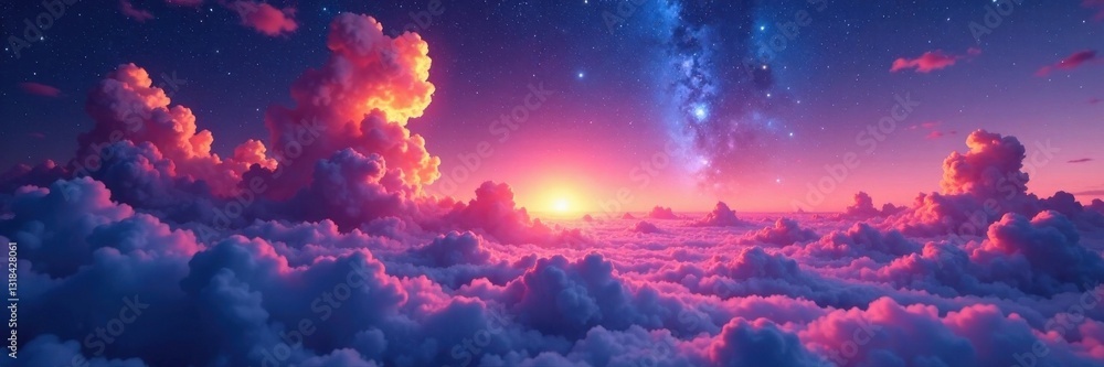 Glowing celestial landscape with holographic mist, space, ethereal, texture Glowing celestial landscape with holographic mist, space, ethereal, texture