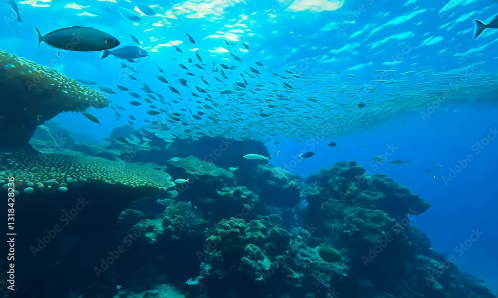 tranquil underwater blue world with glowing coral and fish tranquil underwater blue world with glowing coral and fish