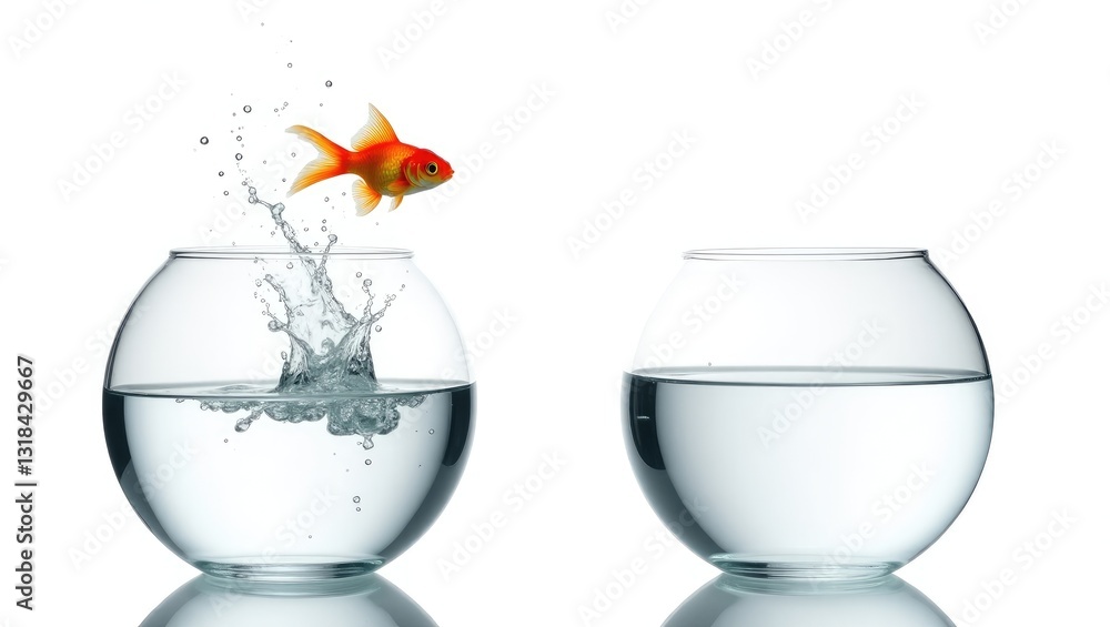 goldfish leaping out of the water - enhancement concept goldfish leaping out of the water - enhancement concept