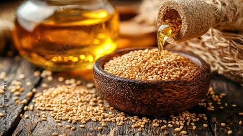 Sesame oil: Nutty flavor enhancer for vegetable dishes, adds a rich aroma, healthy edible fat boost, favoring savory meals with its unique nutty taste.