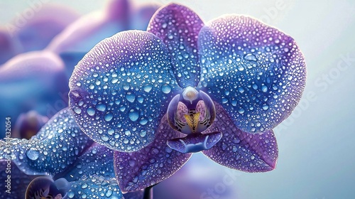 Stunning Purple Orchids Captured Against A White Background In Nature with Delicate Purple Petals of an Unusual Flower.