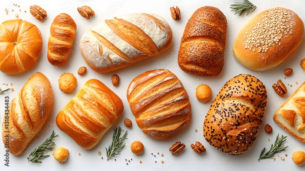 Bread which is delicious, Bread pattern on a white background Bread which is delicious, Bread pattern on a white background