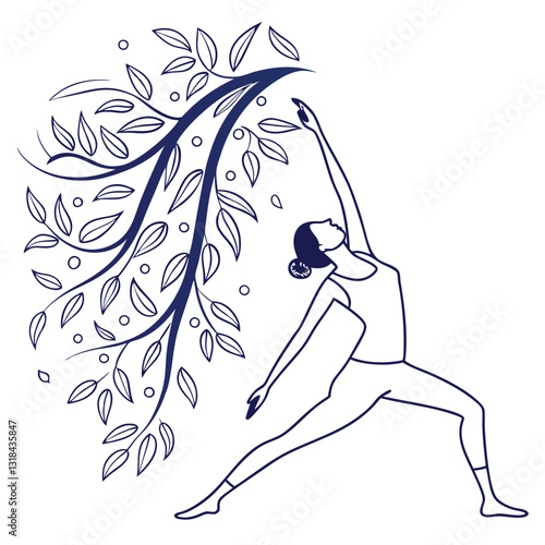 Collection of Young Women Doing Yoga Exercises, Yoga Poses Vector Illustration