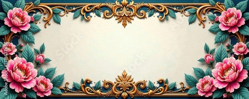 Intricate ornate border frame with floral patterns, floral, borders, ornate