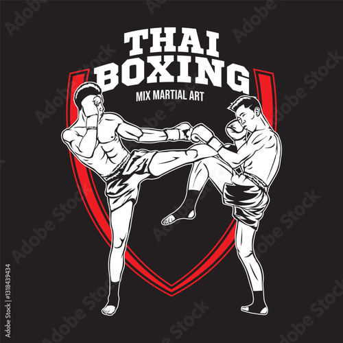 Thai boxing sport illustration, perfect for t shirt design 