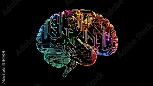Obraz na płótnie brain with artificial intelligence neon colors w salonie