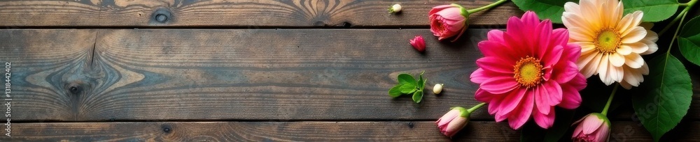 A delicate floral arrangement on a rustic wooden table, autumn, branches A delicate floral arrangement on a rustic wooden table, autumn, branches