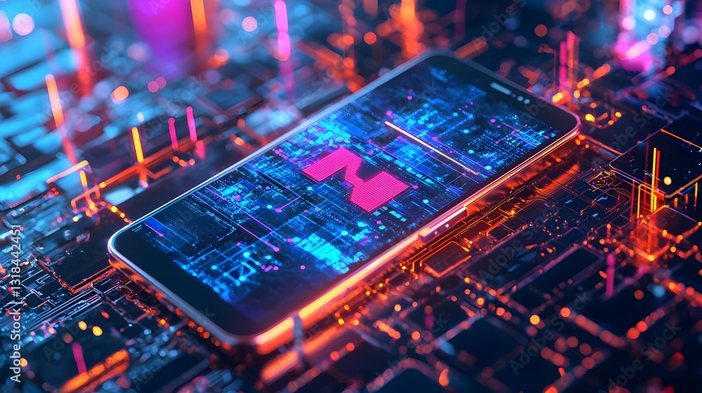 Obraz premium Smartphone on Circuit Board Background