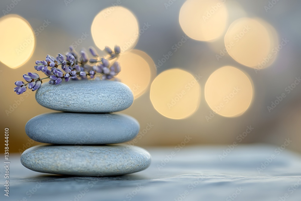 Zen Stones with Lavender: A Peaceful Moment Zen Stones with Lavender: A Peaceful Moment