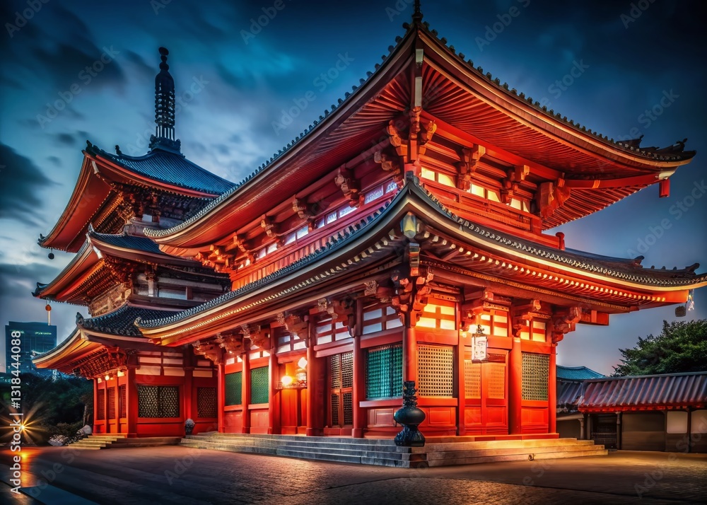 Night Photography: Red Asakusa Temple, Tokyo, Japan - Urban Exploration Night Photography: Red Asakusa Temple, Tokyo, Japan - Urban Exploration