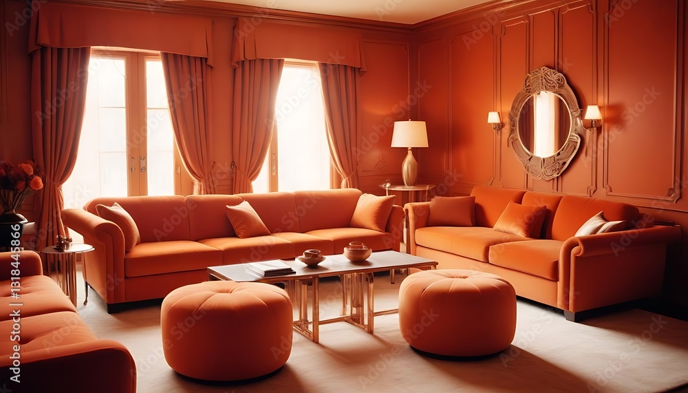 Fototapeta premium An elegant and tastefully decorated living room with matching furniture
