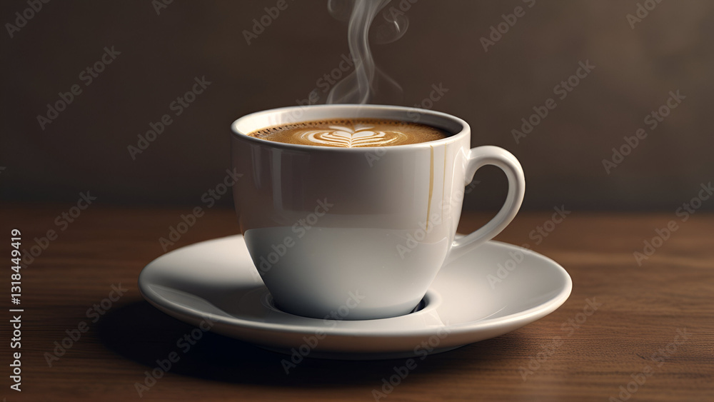 Heartfelt Coffee White Cup with Latte Art Heart on Dark Background Simple Elegance and Warmth in a Single Serving Heartfelt Coffee White Cup with Latte Art Heart on Dark Background Simple Elegance and Warmth in a Single Serving