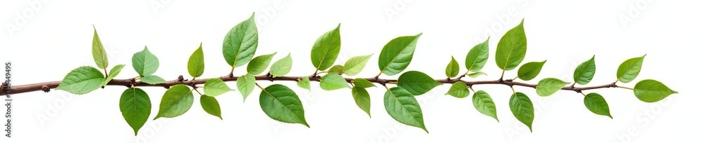 Naklejka premium Twig and leaf branch isolated on white background with some twigs, leafy green, leafy