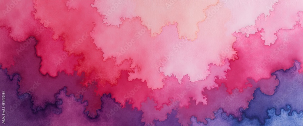 Obraz premium Abstract Pink and Purple Watercolor Background with Wavy Edges