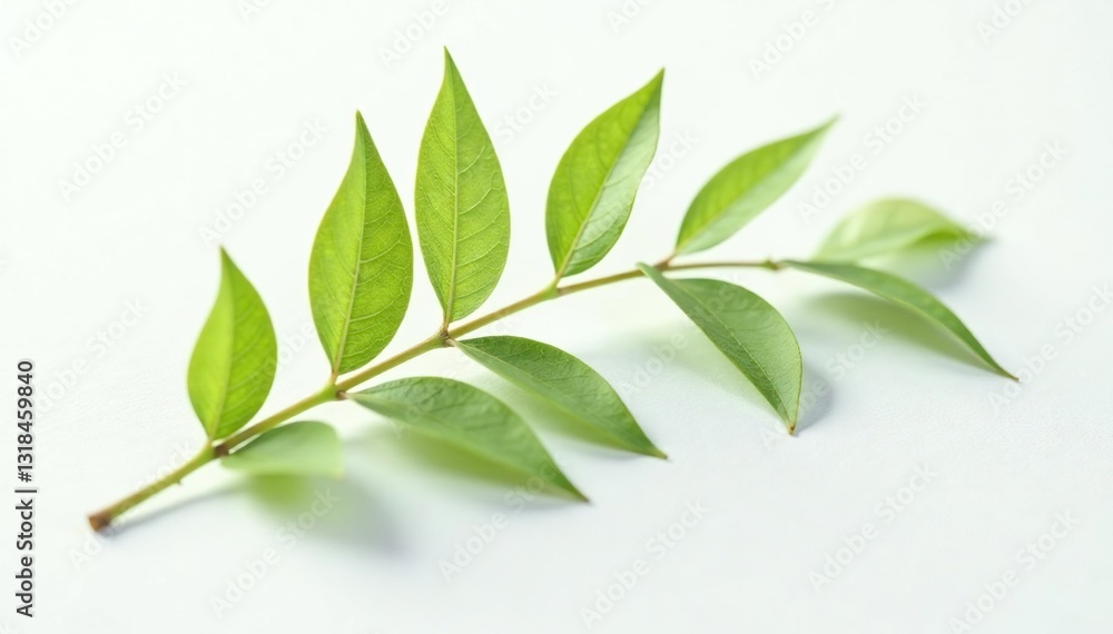 Obraz premium delicate leaf isolated on white background with subtle texture, simple, minimalist, tree