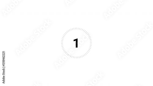 05 second countdown timer animation on white background. 4K Video