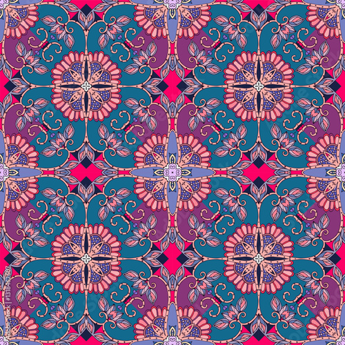 Seamless ornamental background in oriental vintage style.