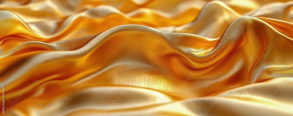 Fototapeta premium Elegant Gold Satin Fabric with Metallic Background: Luxurious Abstract 3D Rendering