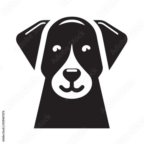 Detailed Black and White Silhouette of a Labrador Retriever Head