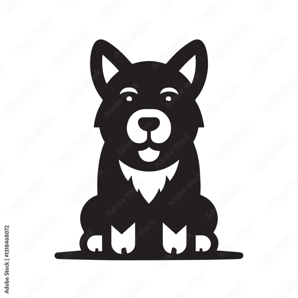 Detailed Black and White Silhouette of a Labrador Retriever Head