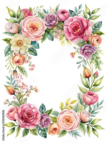 Flowery border with pink and yellow flowers