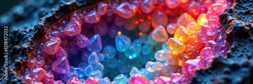 Colorful Geode Crystal Formation, rock, geode, formation