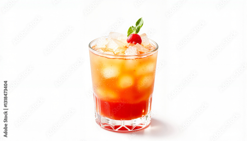 Refreshing rum punch in elegant glass, vibrant flavor burst Refreshing rum punch in elegant glass, vibrant flavor burst