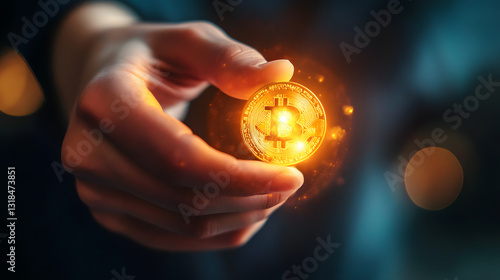 A person holding a glowing coin, representing financial success