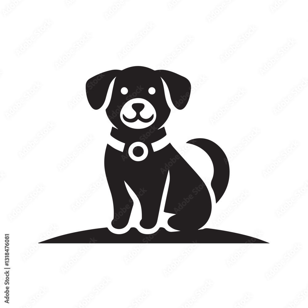 Fototapeta premium Detailed Black and White Silhouette of a Labrador Retriever Head