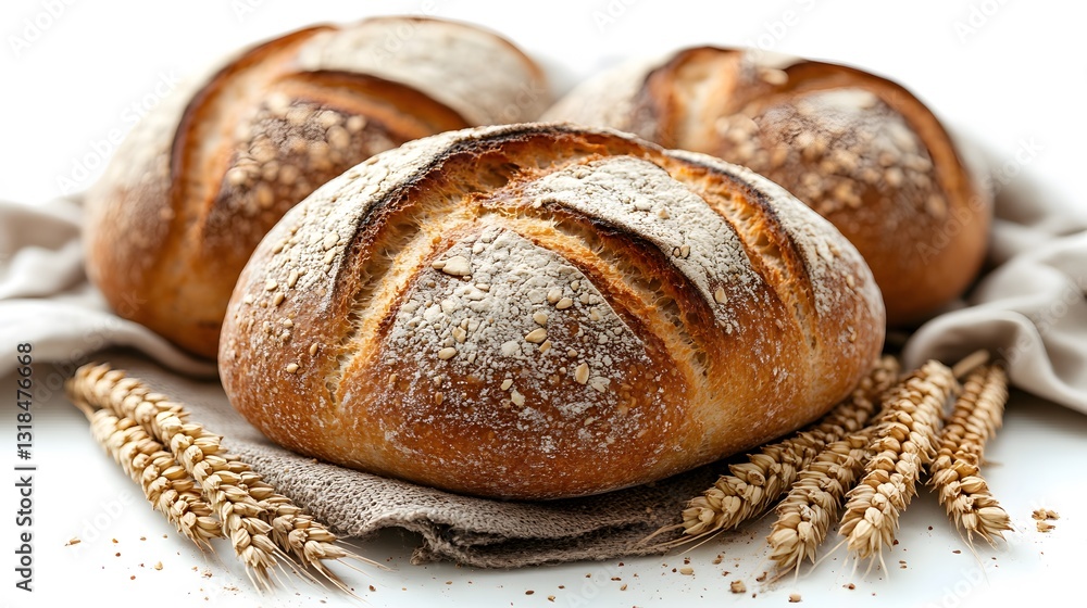 Bread which is delicious with wheat, on a white background Bread which is delicious with wheat, on a white background