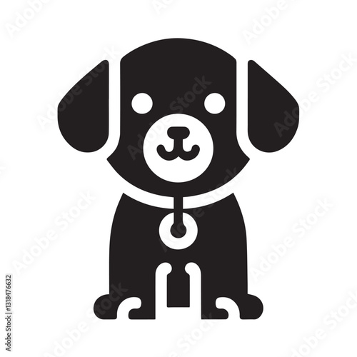 Detailed Black and White Silhouette of a Labrador Retriever Head