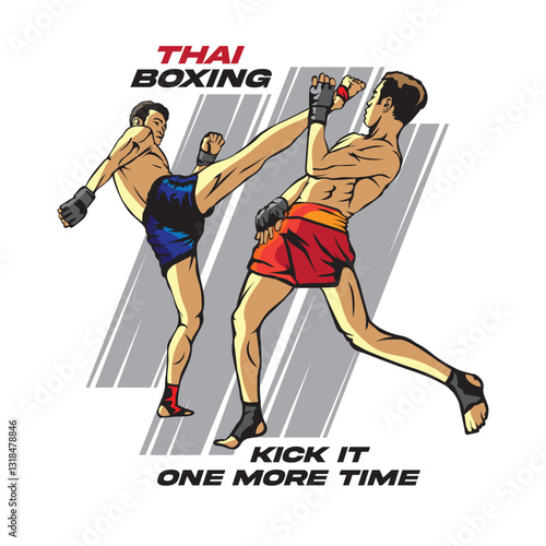 Thai boxing sport illustration, perfect for t shirt design 