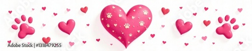 Vector dog paw print heart design isolated on white background for valentine decoration, paw, valentine, print