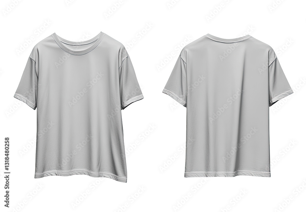 Blank Gray T-Shirt Mockup, Front & Back View, Isolated on Background Blank Gray T-Shirt Mockup, Front & Back View, Isolated on Background