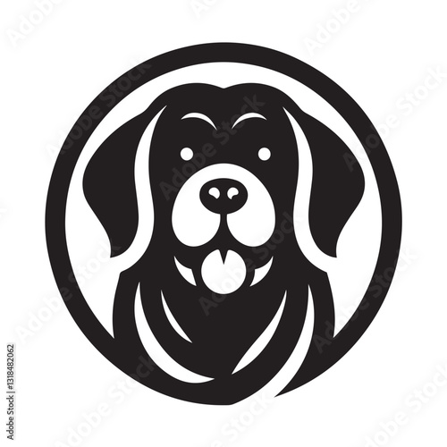 Detailed Black and White Silhouette of a Labrador Retriever Head