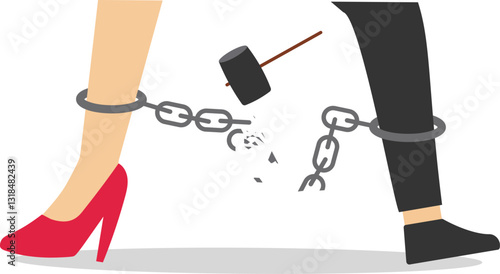 Divorced couple, separation of broken marriage end of relationship. Flat vector illustration.

