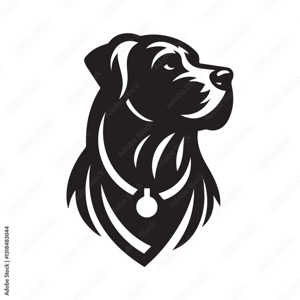 Fototapeta premium Detailed Black and White Silhouette of a Labrador Retriever Head