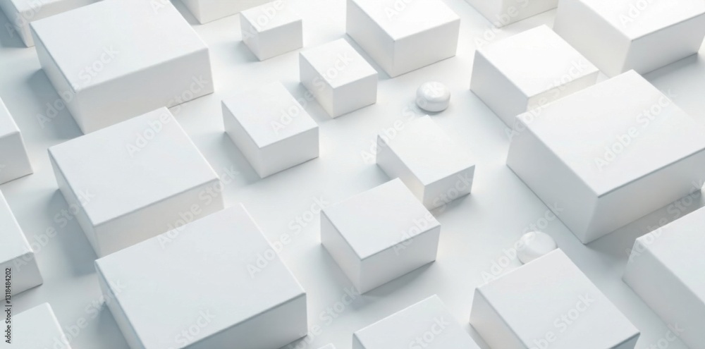 White cube blocks with random shifted positions on the background, forming a unique composition, shifted layout, architecture, geometric shapes White cube blocks with random shifted positions on the background, forming a unique composition, shifted layout, architecture, geometric shapes