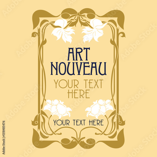 vector vintage items: label art nouveau	
