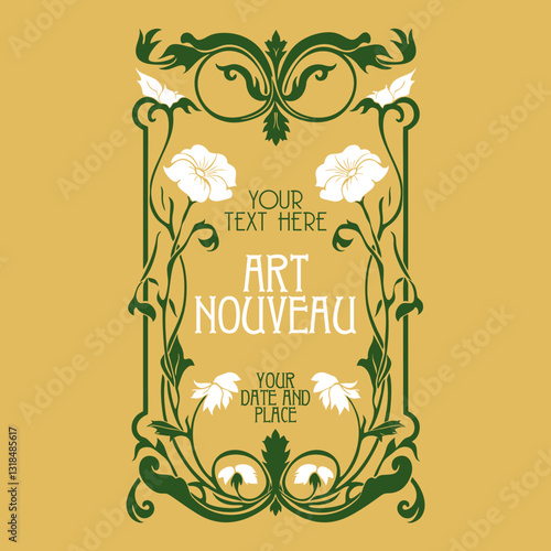 vector vintage items: label art nouveau	
