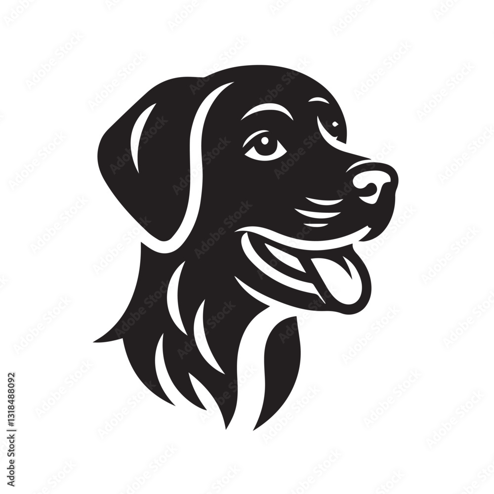 Fototapeta premium Detailed Black and White Silhouette of a Labrador Retriever Head