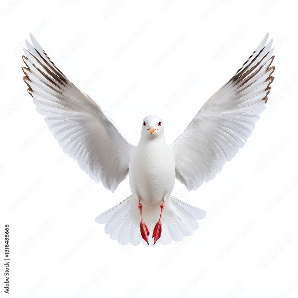 Obraz premium Majestic white with its wings spread wide captured beautifully against a pristine white background