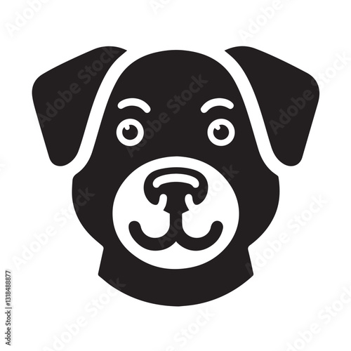 Detailed Black and White Silhouette of a Labrador Retriever Head