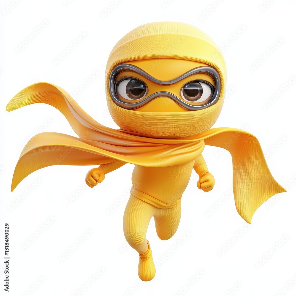 Fototapeta premium Cute Wind-Themed Superhero with a Flowing Scarf, isolated on clear white background