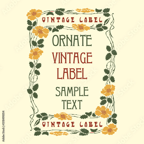 vector vintage items: label art nouveau	
