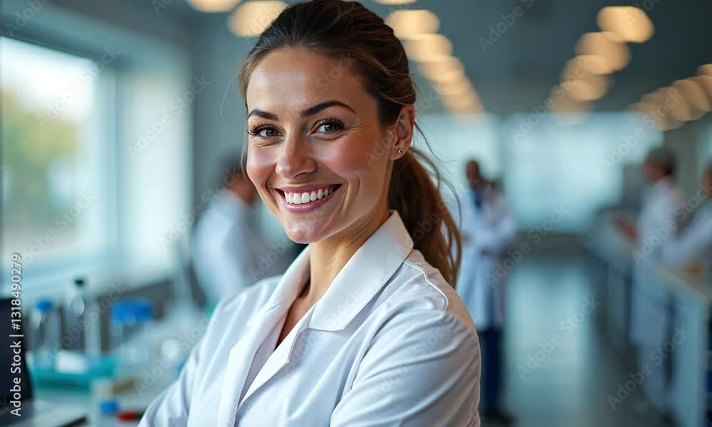 Innovative Minds: Smiling Female Scientist in the Laboratory Innovative Minds: Smiling Female Scientist in the Laboratory