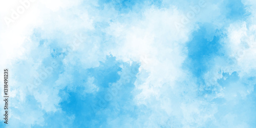 Hand painted light blue background with watercolor, abstract watercolor scraped grungy background, Modern and paper texture design with sky blue cloud paint brush.