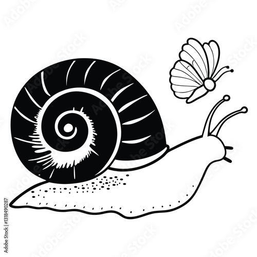 Creative Snail Animal Clipart with Scenic Nature Vector Design
